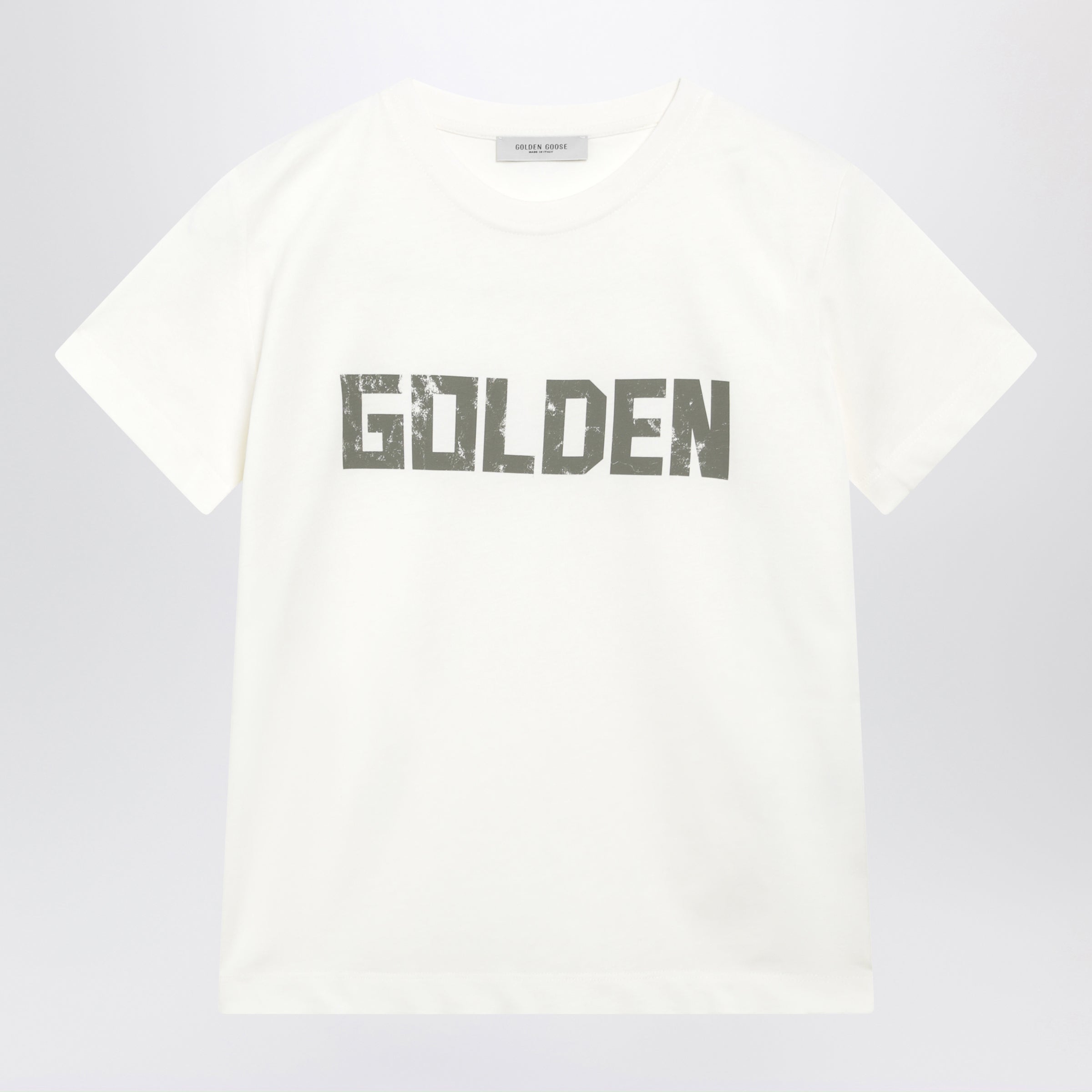 Golden Goose T-shirt bianca in cotone con stampa logo