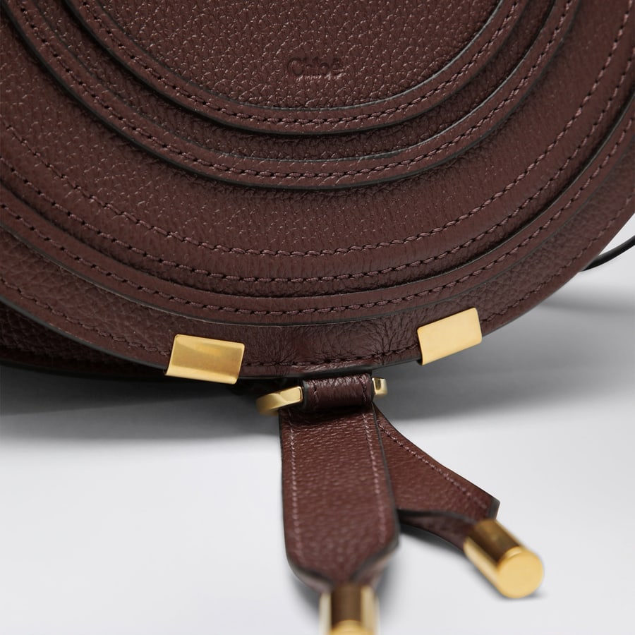 Chloé Borsa Saddle Marcie in pelle granata marrone, view 6