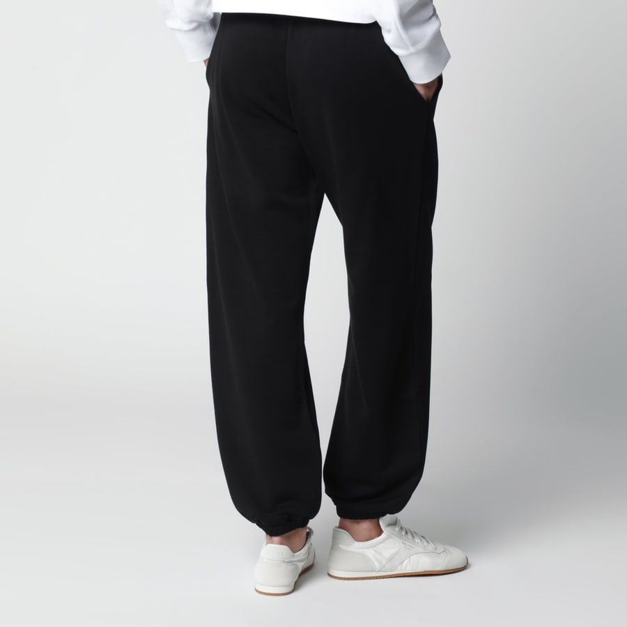 Moncler Pantaloni jogging neri in cotone con logo, view 4
