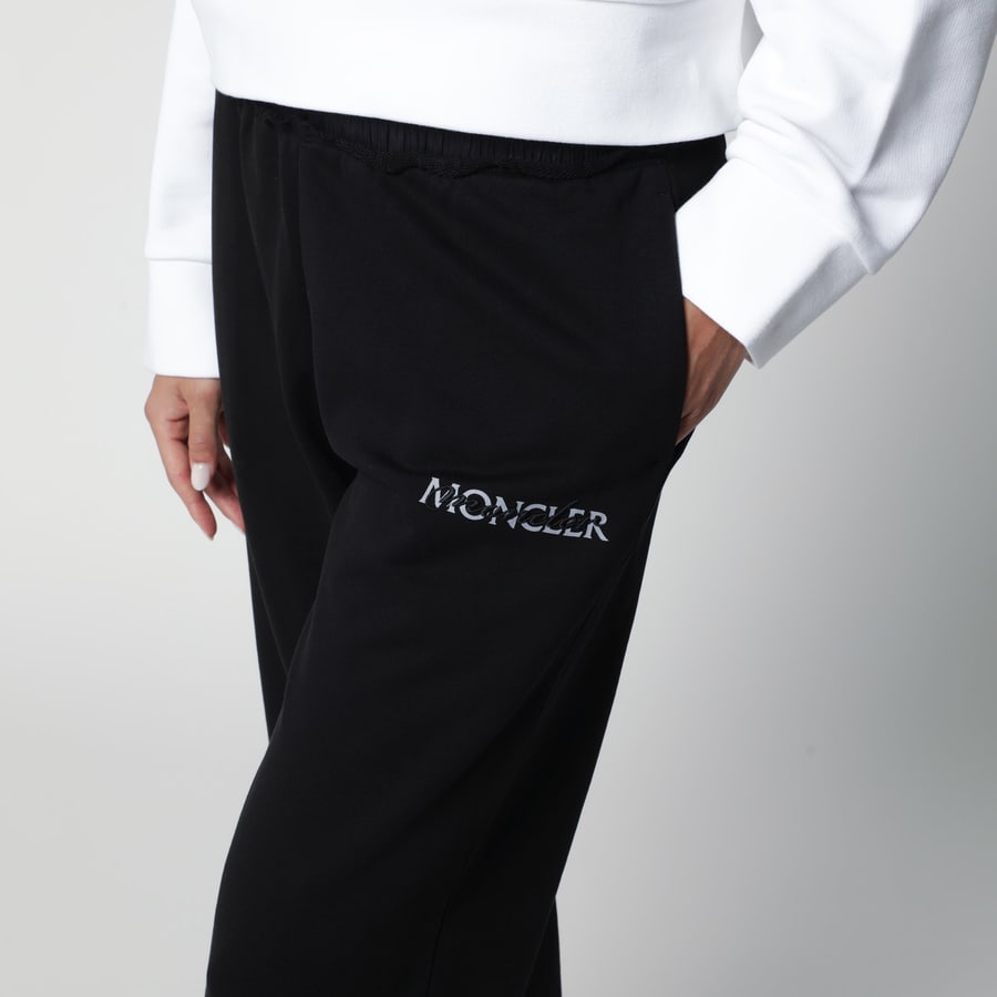 Moncler Pantaloni jogging neri in cotone con logo, view 5