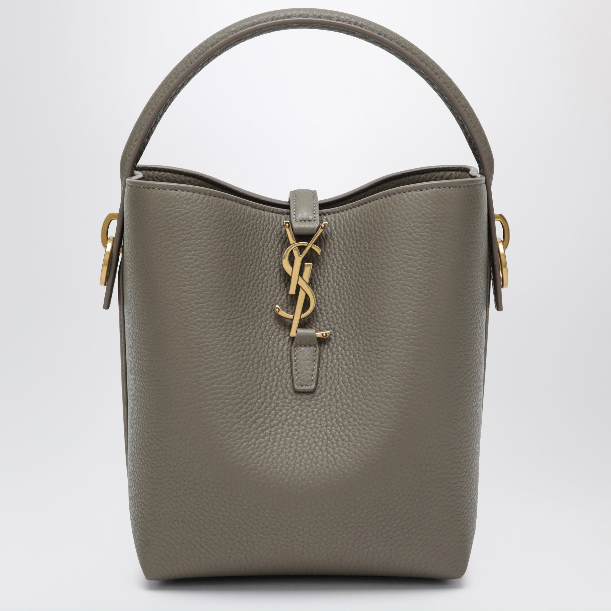 Saint Laurent Borsa a secchiello Le 37 in pelle martellata color talpa