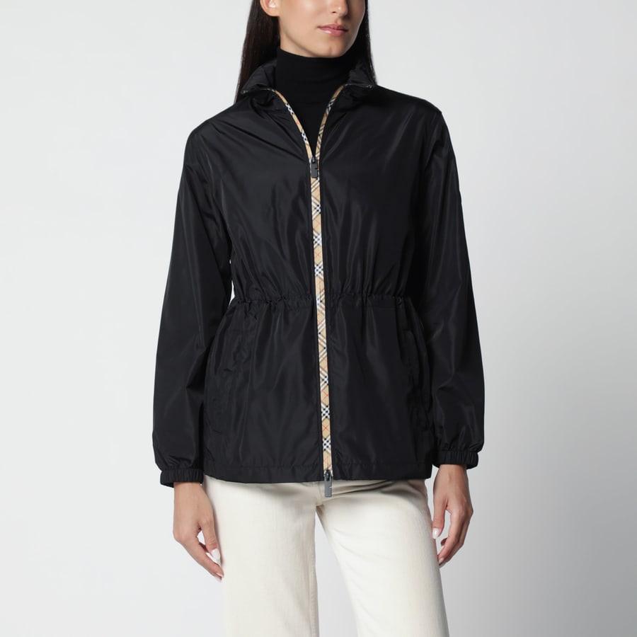 Burberry Giacca con zip nera in nylon