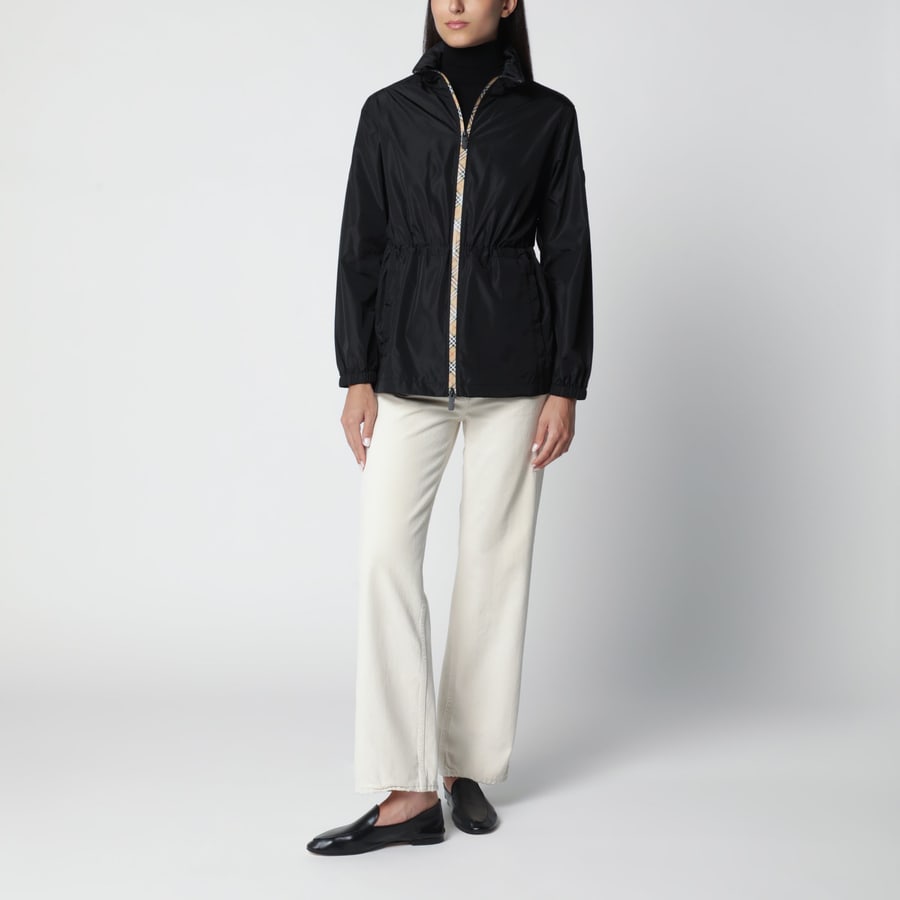 Burberry Giacca con zip nera in nylon, view 2