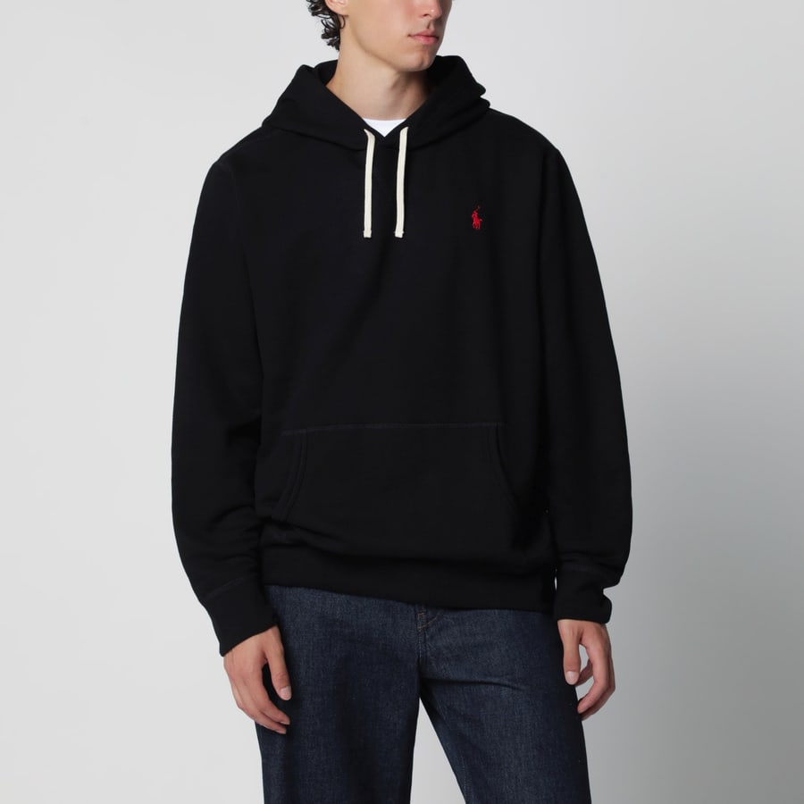 Polo Ralph Lauren Felpa con cappuccio nera in cotone