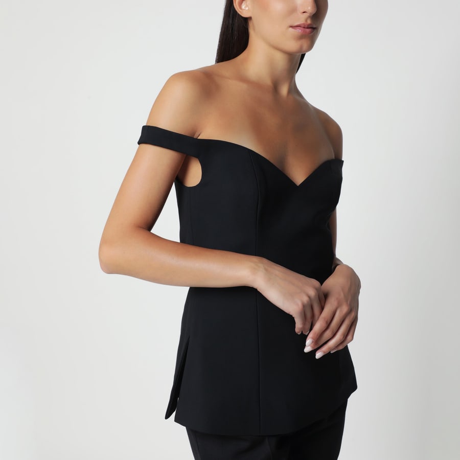 ROHE Top con spalle scoperte nero, view 4