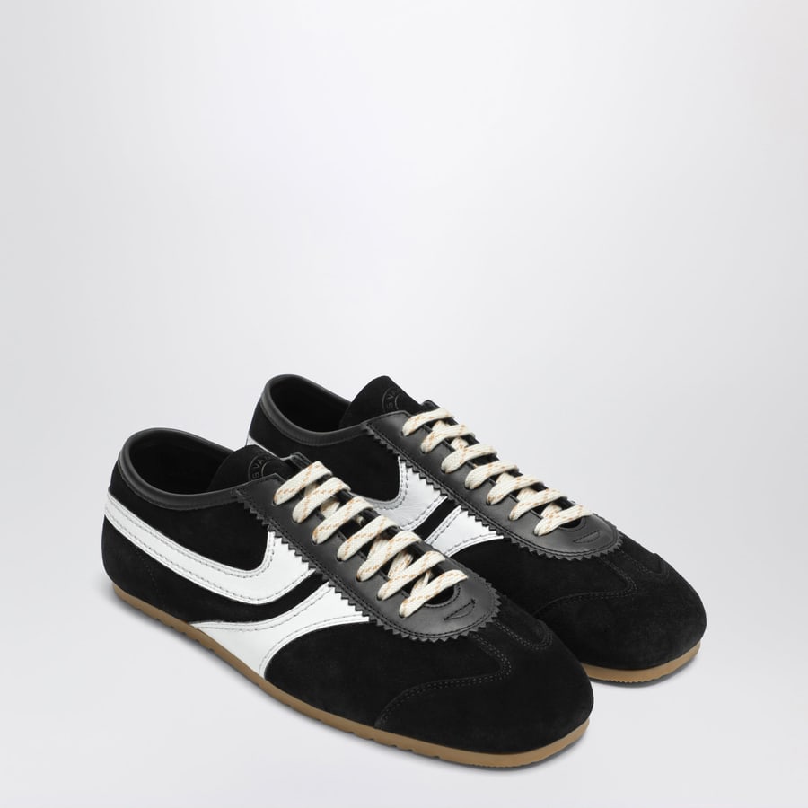 Dries Van Noten Sneaker nera e bianca in pelle e suede, view 2