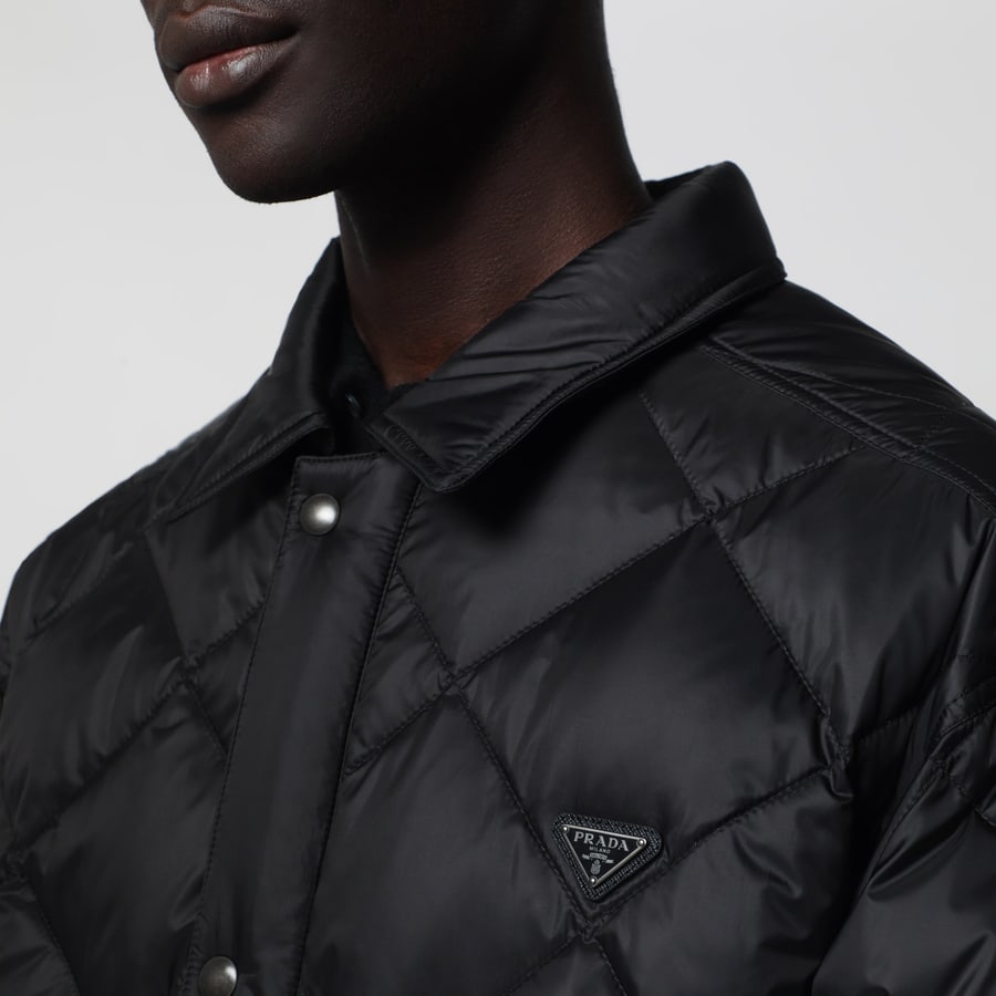 Prada Giacca nera in Re-Nylon trapuntato, view 4