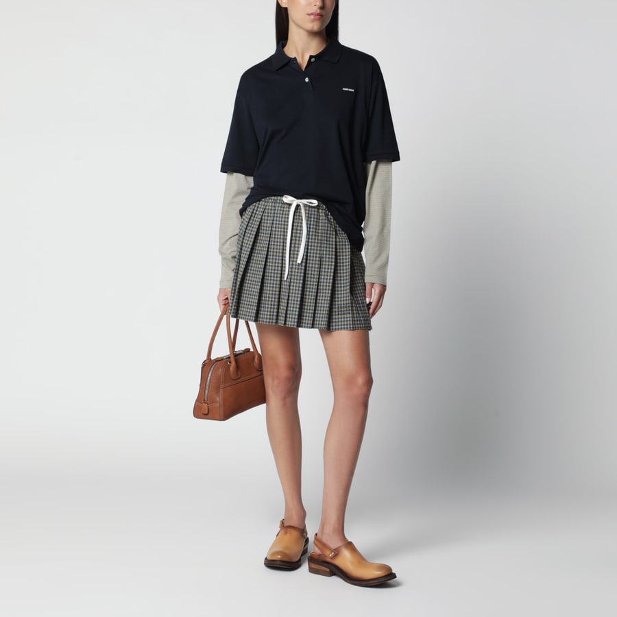 Miu Miu Polo blu/oliva in jersey di cotone, view 2
