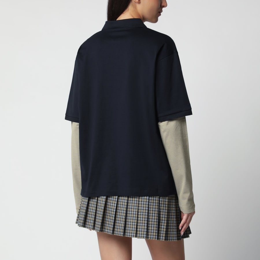 Miu Miu Polo blu/oliva in jersey di cotone, view 3