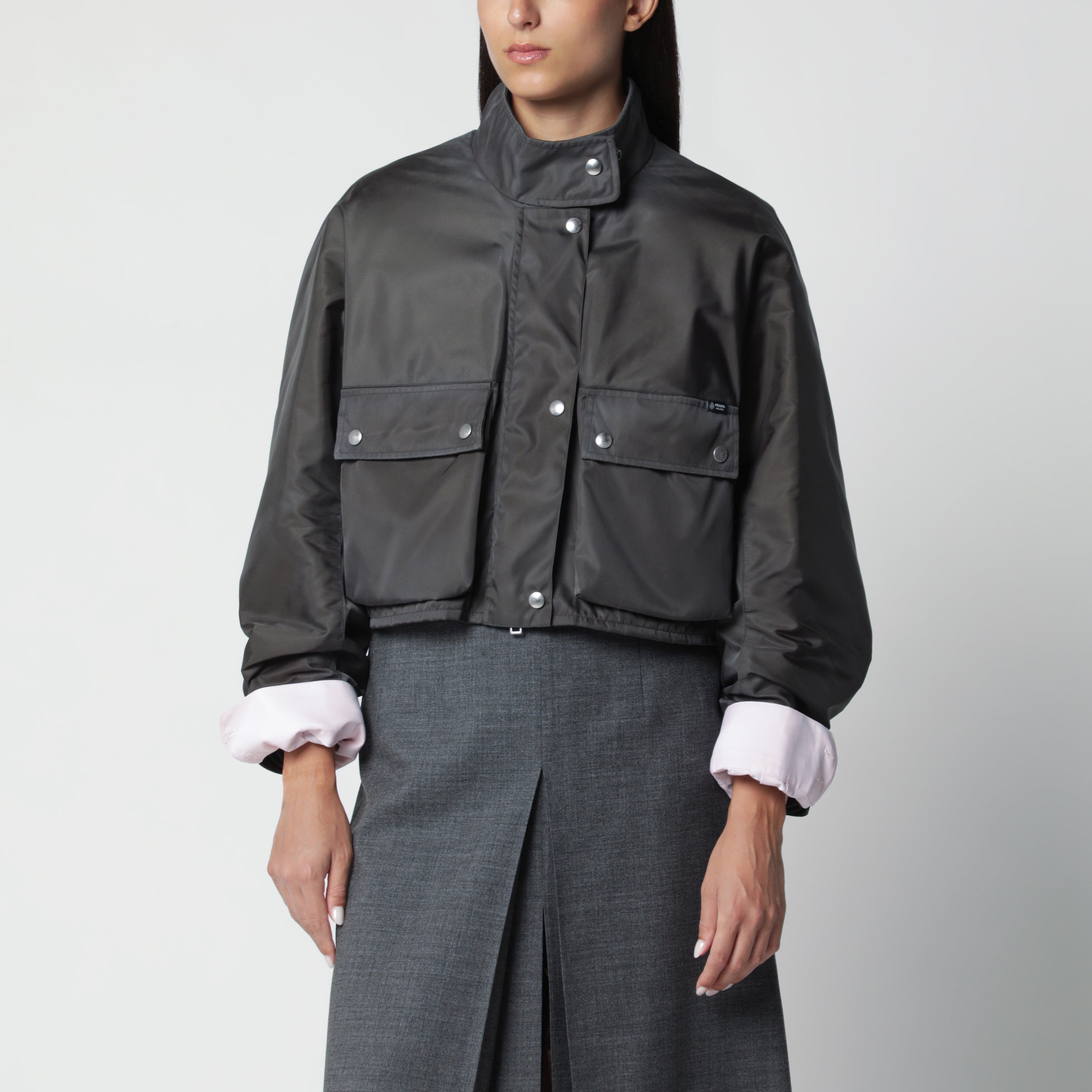 Prada Giubbotto in Re-Nylon washed color piombo