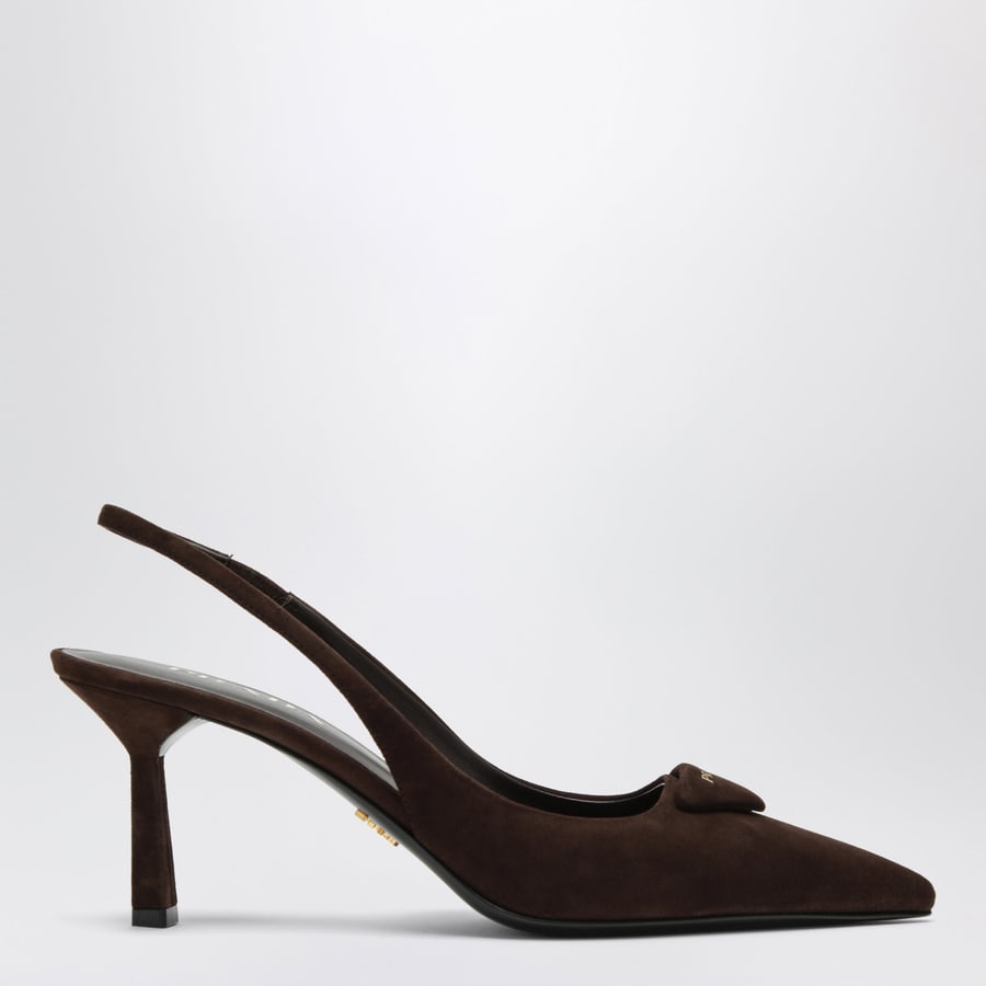 Prada Décolleté slingback in pelle scamosciata testa di moro