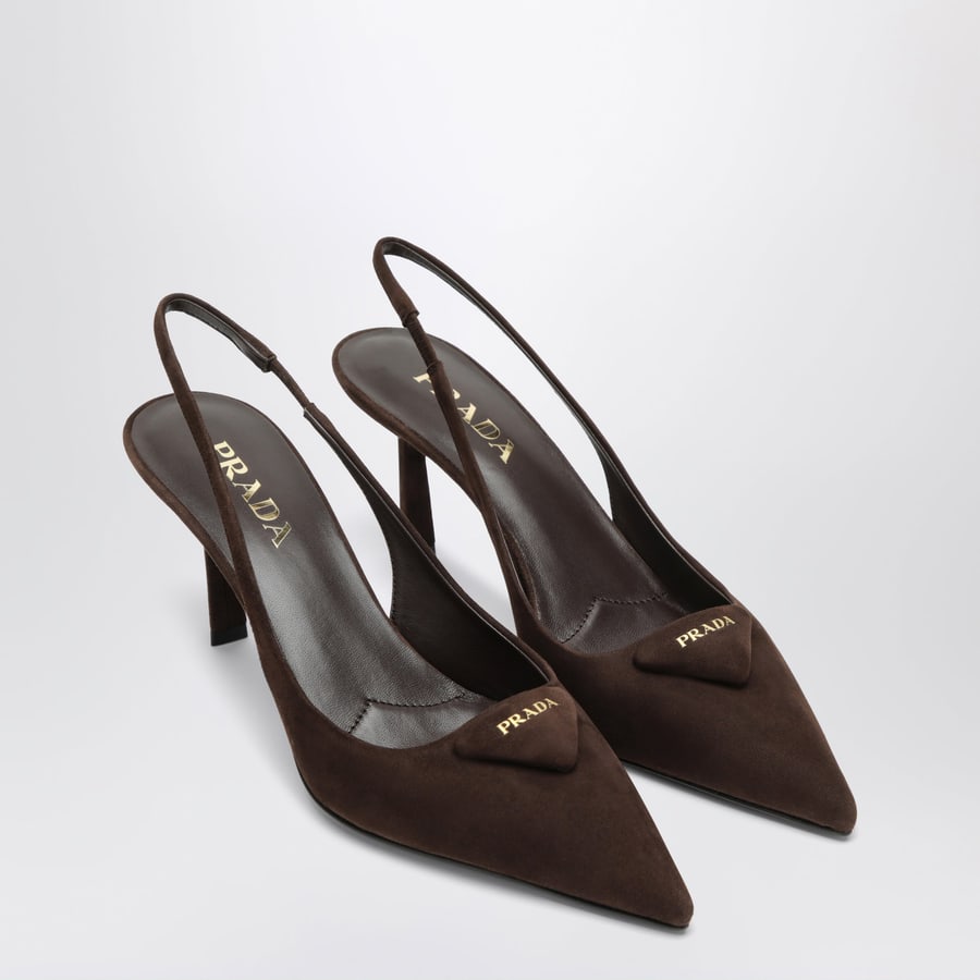 Prada Décolleté slingback in pelle scamosciata testa di moro, view 2