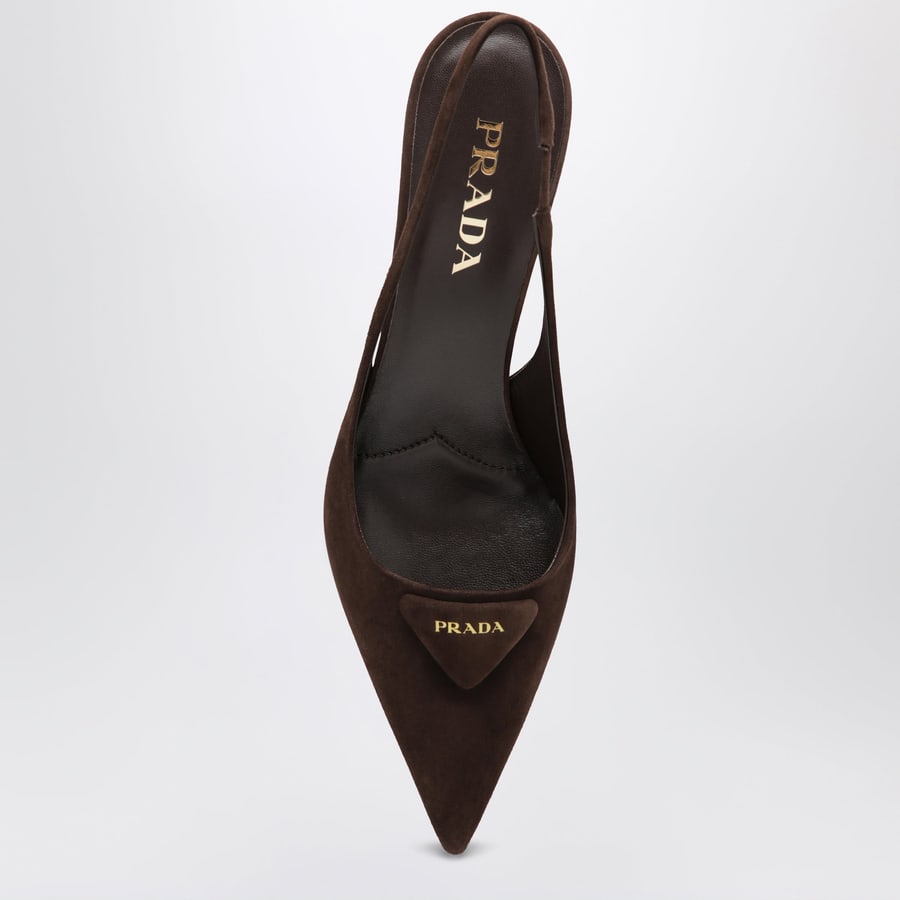 Prada Décolleté slingback in pelle scamosciata testa di moro, view 3