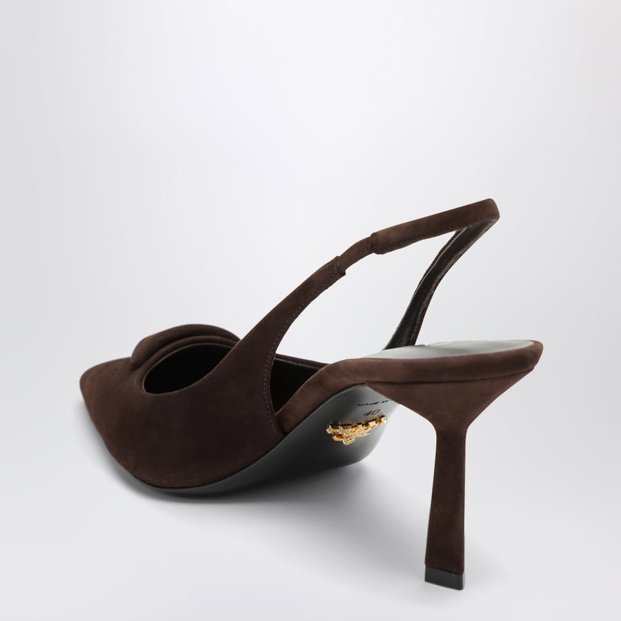 Prada Décolleté slingback in pelle scamosciata testa di moro, view 4