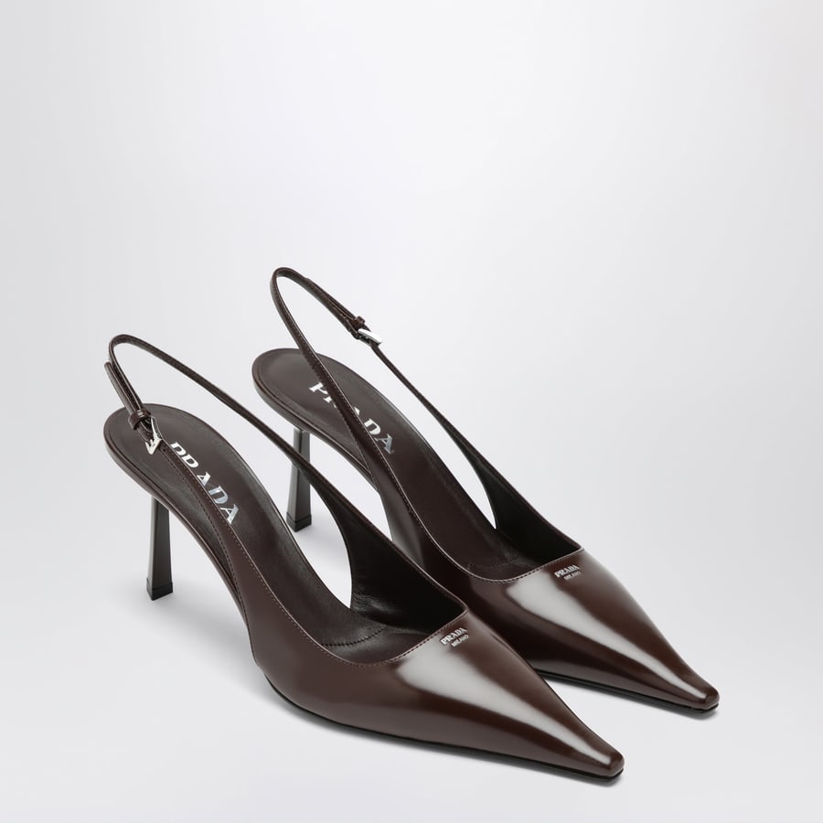 Prada Slingback in pelle spazzolata color bruciato, view 2