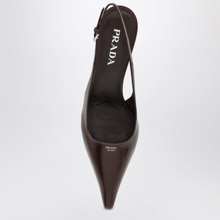 Prada Slingback in pelle spazzolata color bruciato, view 3