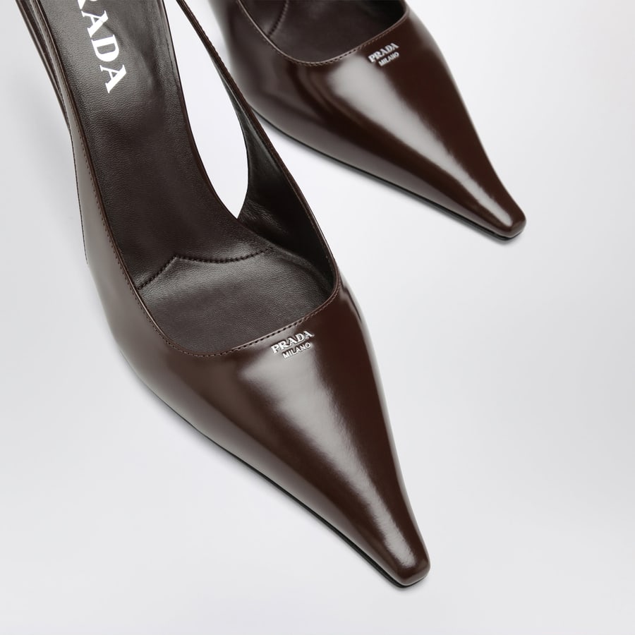 Prada Slingback in pelle spazzolata color bruciato, view 5