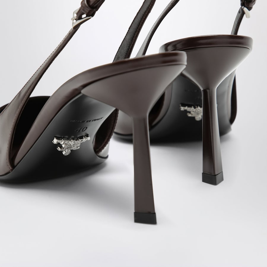 Prada Slingback in pelle spazzolata color bruciato, view 6