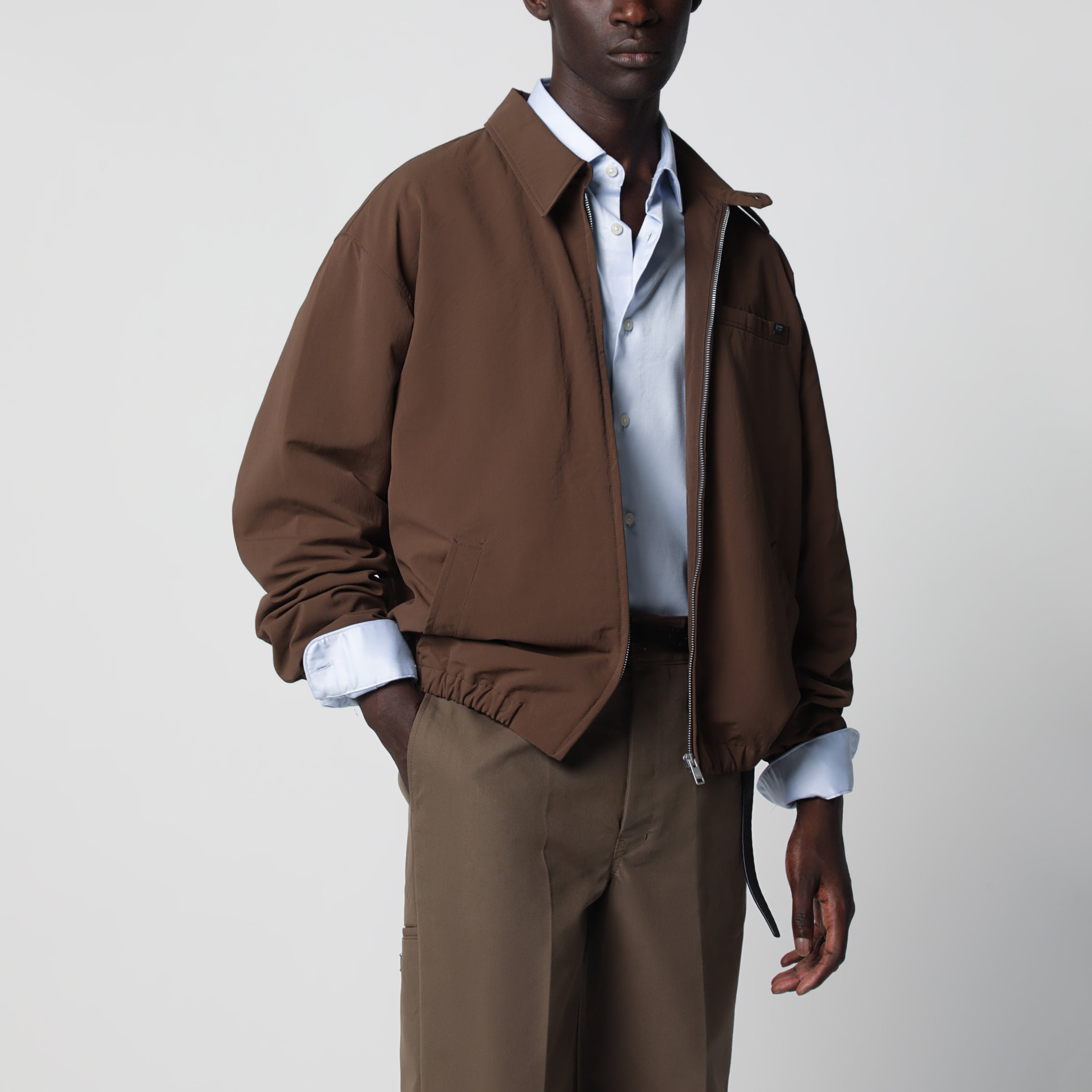 Prada Blouson in tessuto tecnico color tabacco
