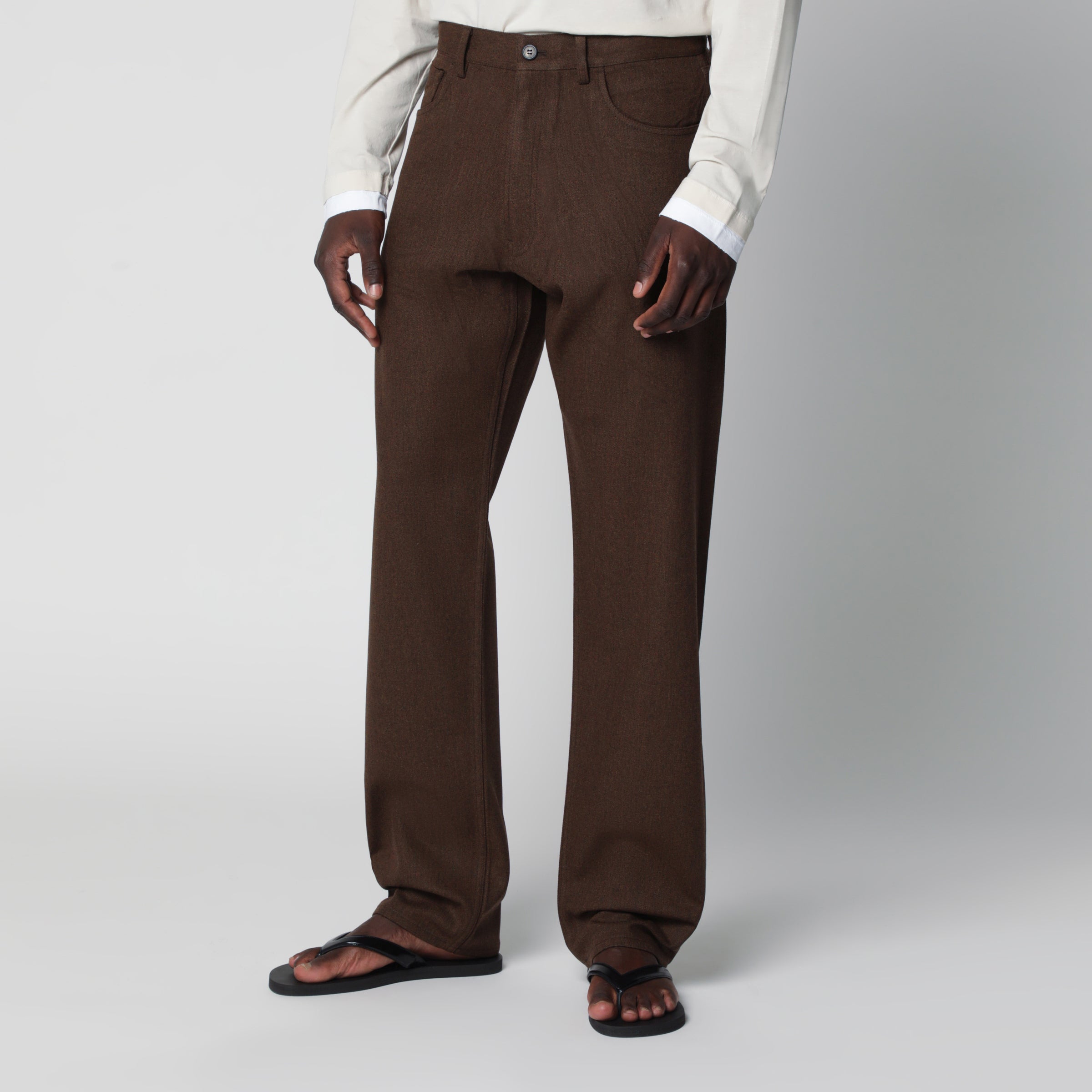 Prada Pantaloni color ebano in lana