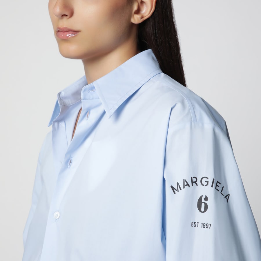 MM6 Camicia azzurra in cotone, view 4