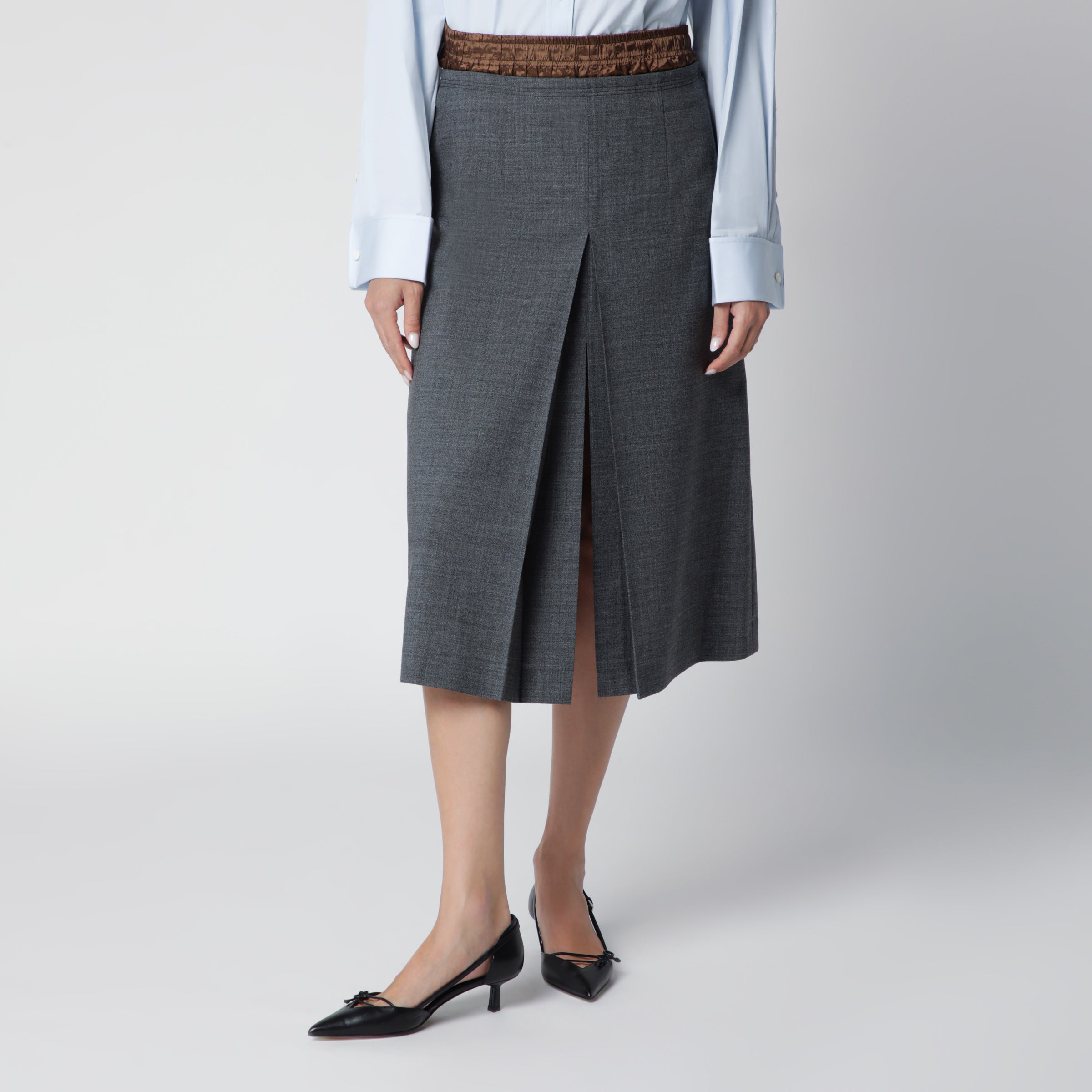 Prada Gonna grigio ardesia in lana