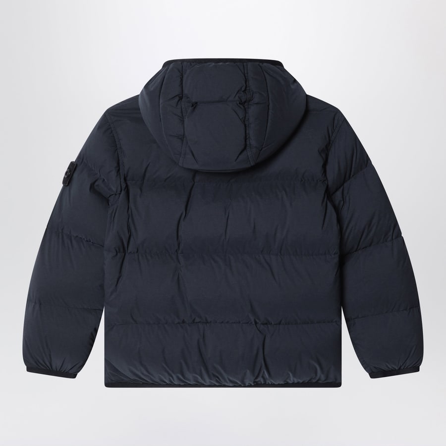 Stone Island Piumino con cappuccio blu navy in nylon, view 2