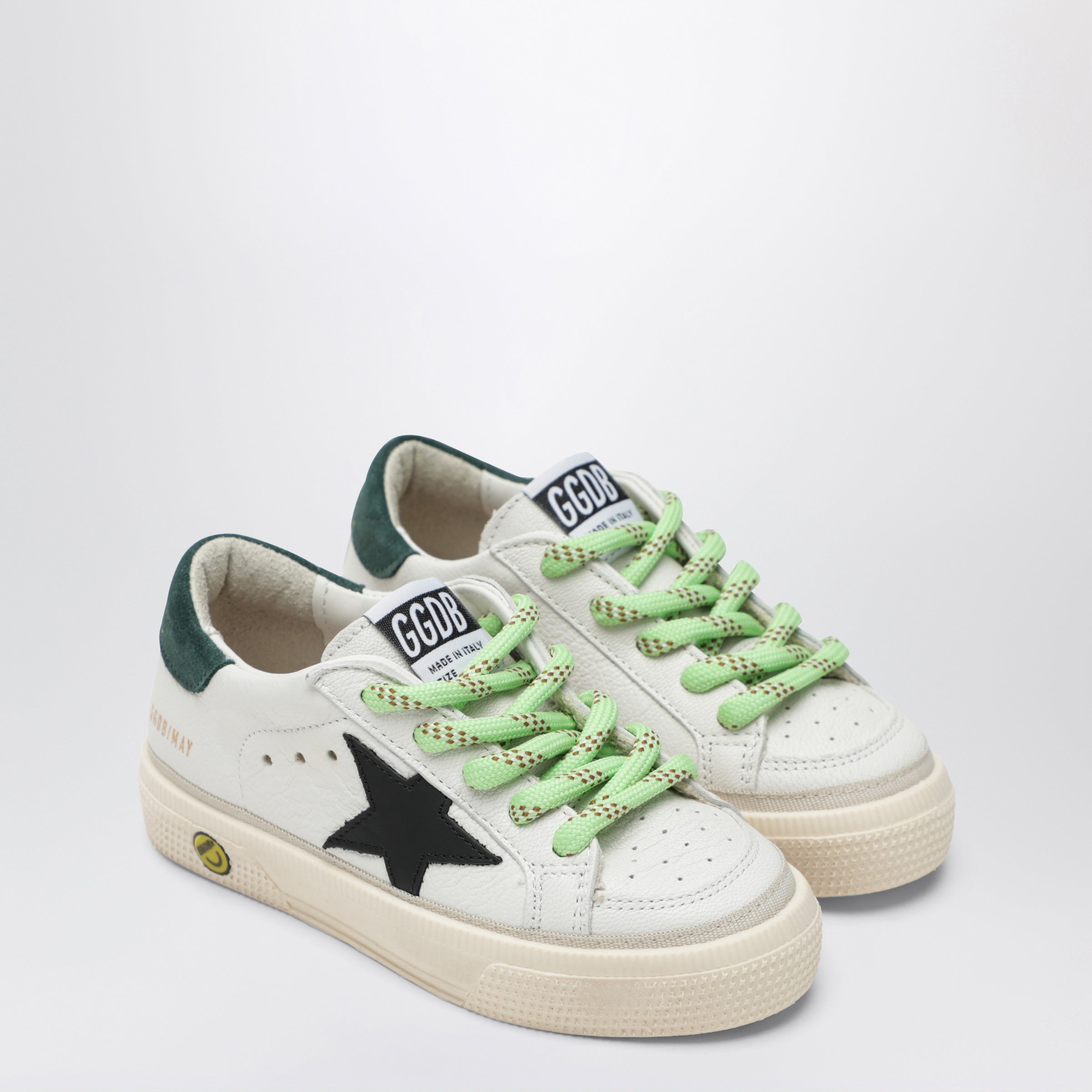 Golden Goose Sneakers May in pelle bianca/nera/verde, view 2