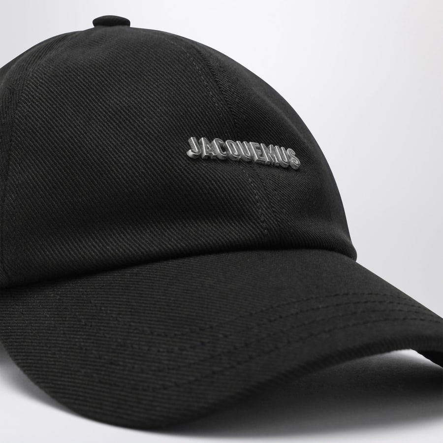 Jacquemus Cappello da baseball nero con logo, view 4