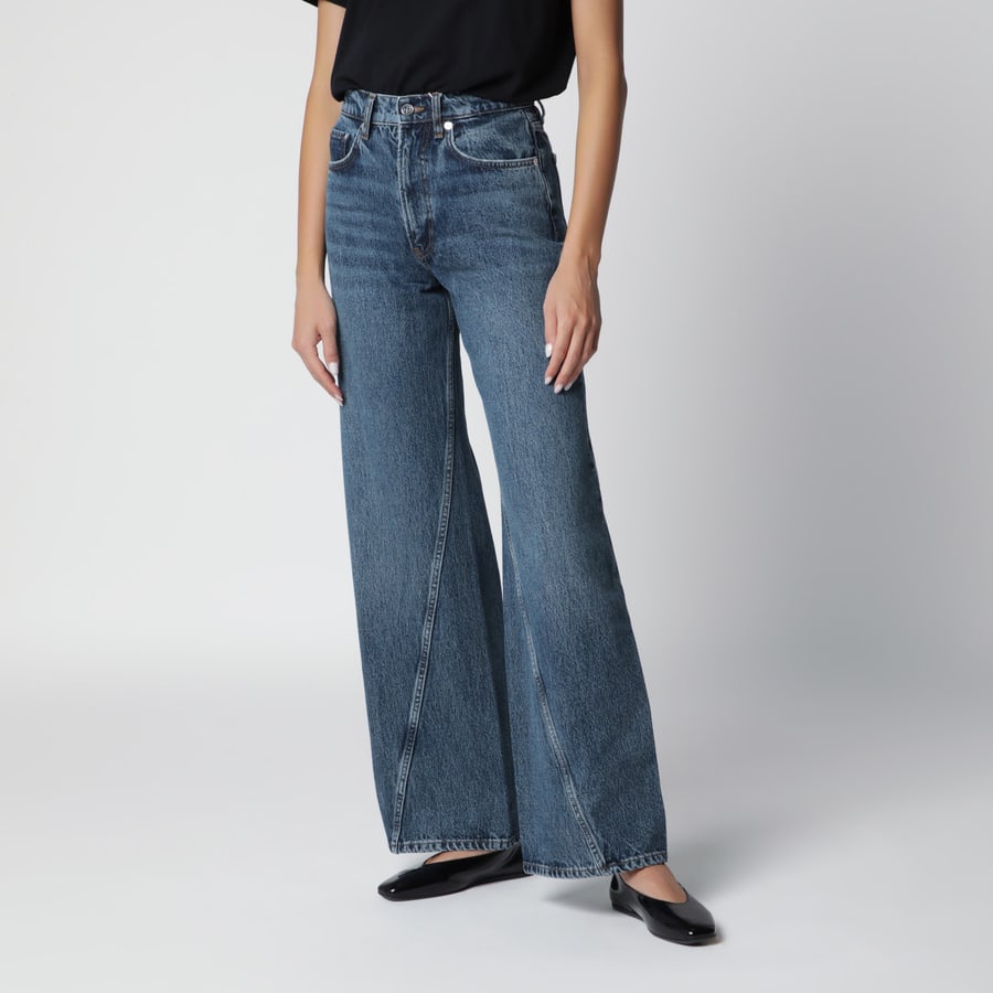 Anine Bing Jeans washed blu con cuciture frontali curvilinee