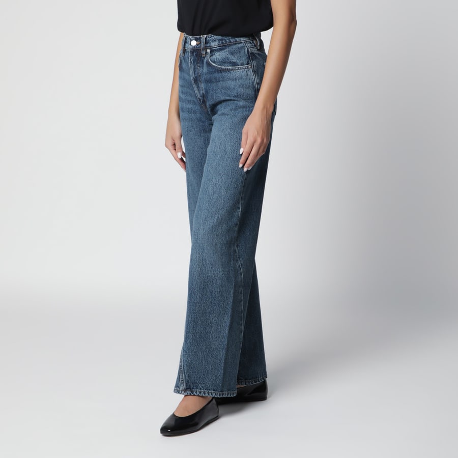 Anine Bing Jeans washed blu con cuciture frontali curvilinee, view 3