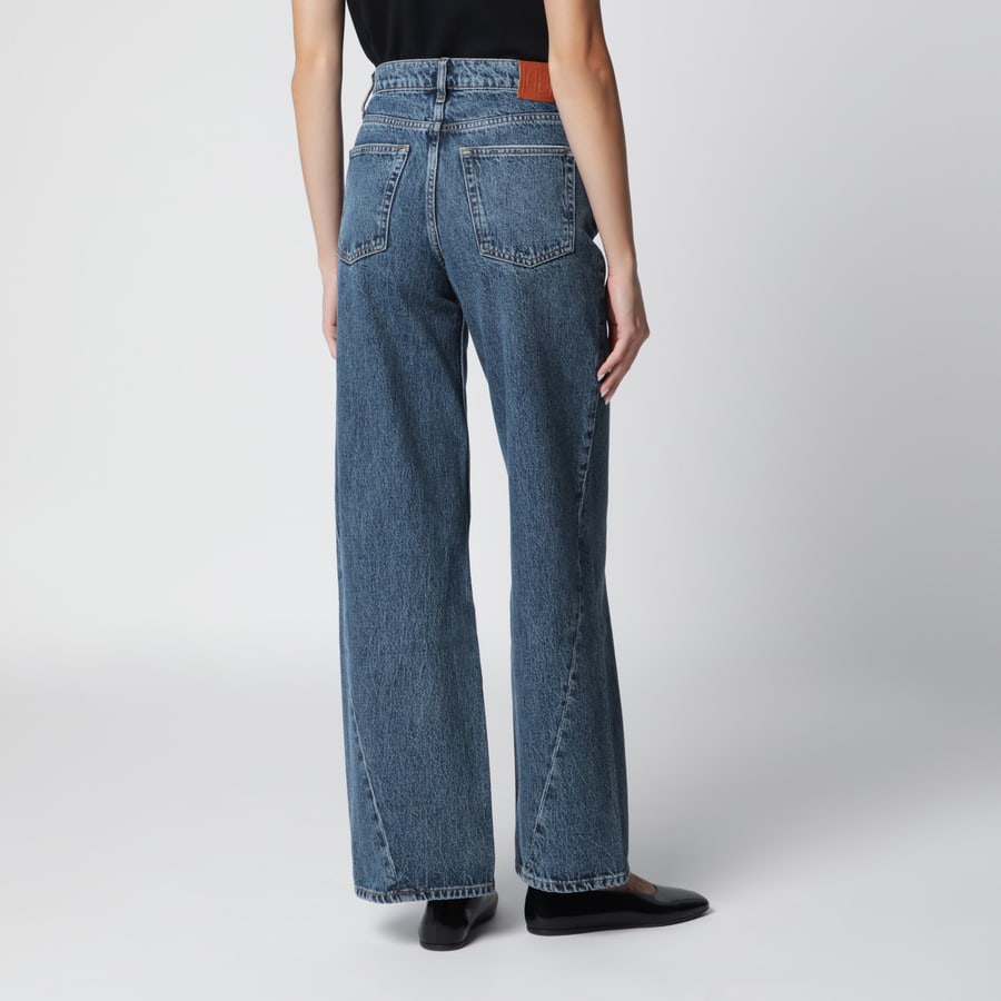 Anine Bing Jeans washed blu con cuciture frontali curvilinee, view 4