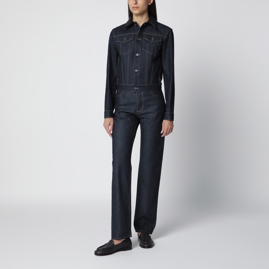 Bottega Veneta Giacca in denim blu con colletto in Intrecciato, view 2