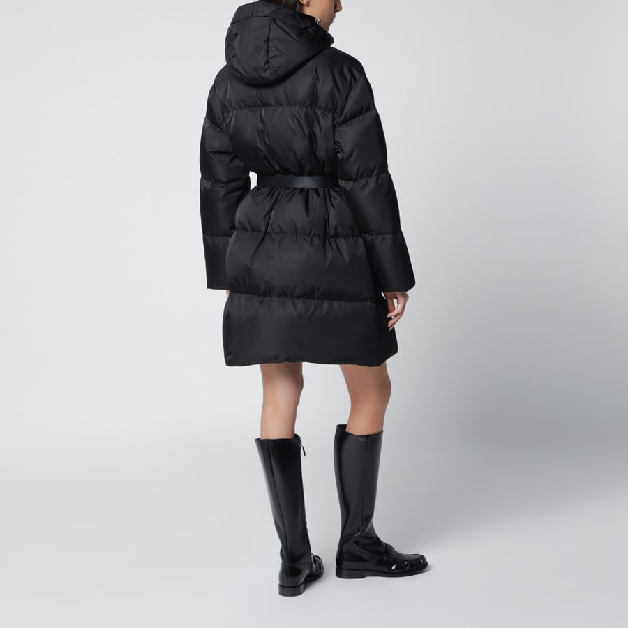 Prada Piumino lungo nero in Re-Nylon con marsupio, view 3