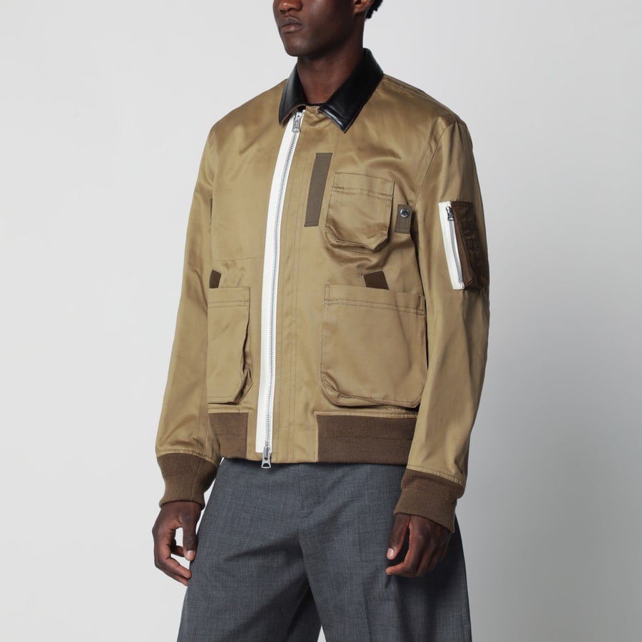 SACAI Giacca bomber beige in cotone e nylon