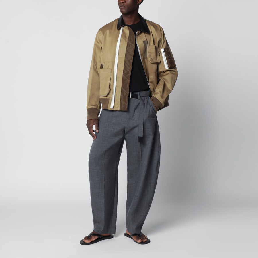 SACAI Giacca bomber beige in cotone e nylon, view 2