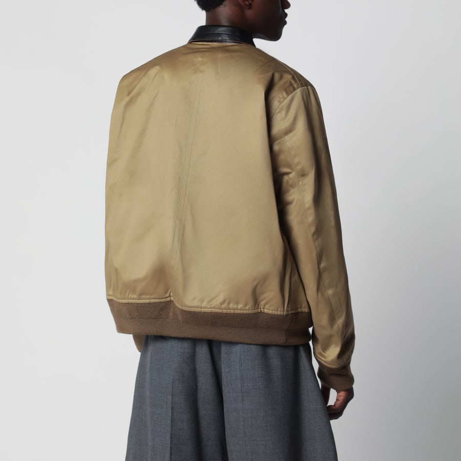 SACAI Giacca bomber beige in cotone e nylon, view 3