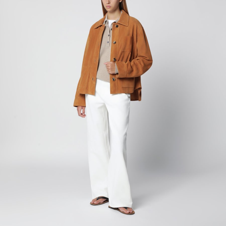 Loewe Giacca workwear in suede marrone chiara, view 2
