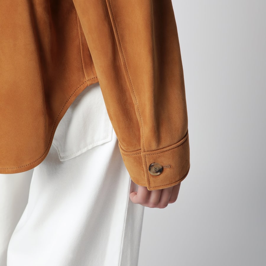 Loewe Giacca workwear in suede marrone chiara, view 4
