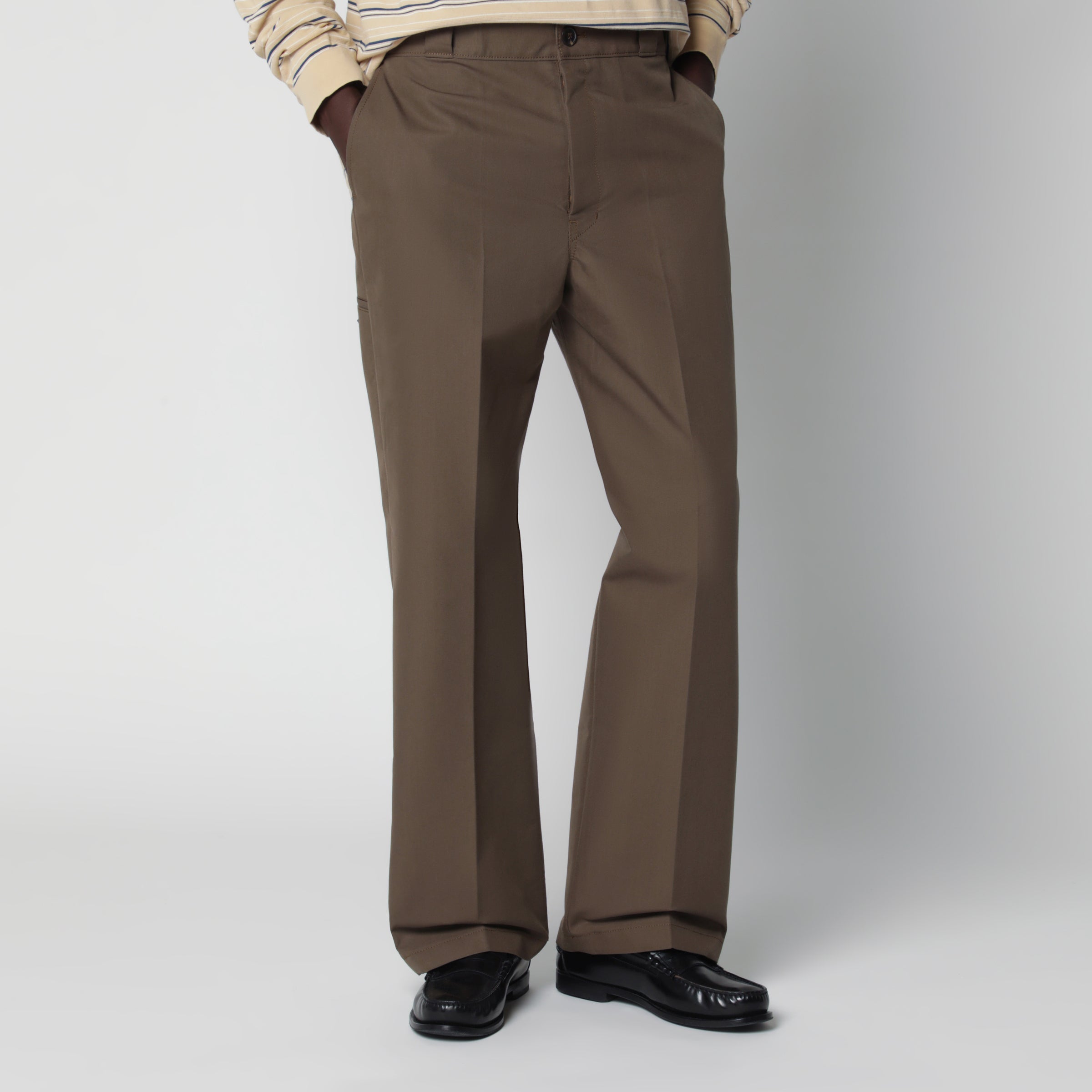 Prada Pantaloni in canvas tecnico marroni