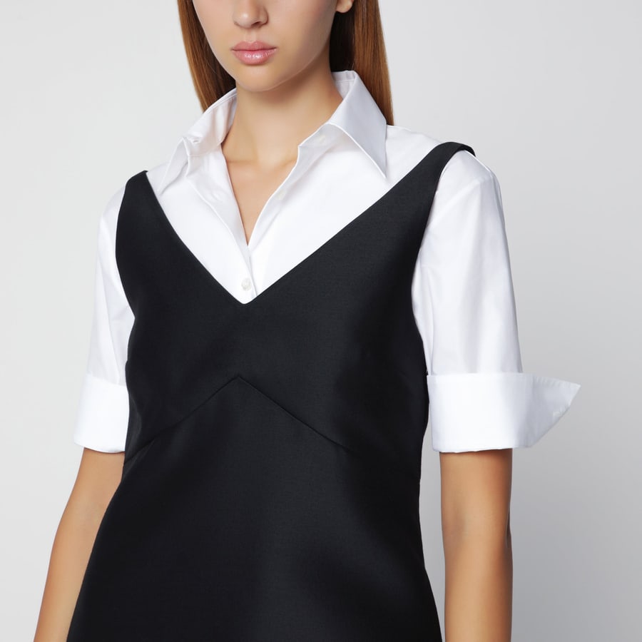 Balenciaga Chemisier ibrido in misto lana e seta nero, view 4