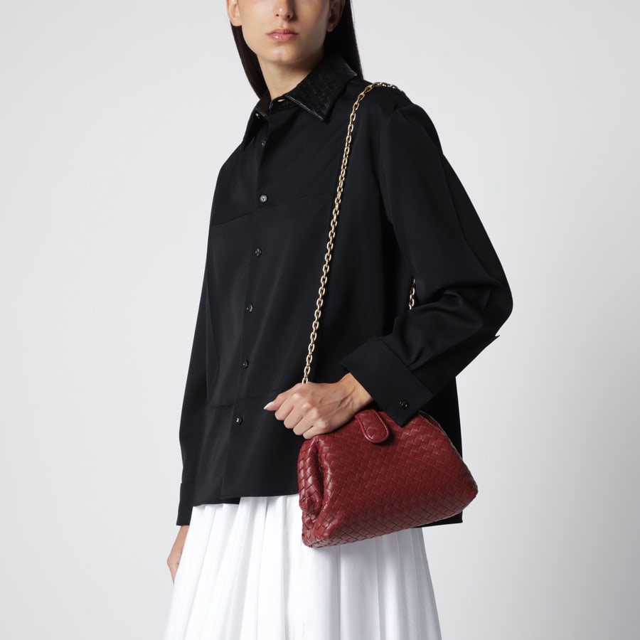 Bottega Veneta Clutch Lauren 1980 piccola in pelle intrecciata rosso Lava, view 2