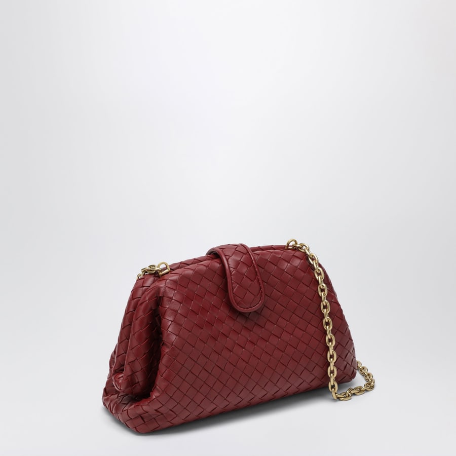 Bottega Veneta Clutch Lauren 1980 piccola in pelle intrecciata rosso Lava, view 3
