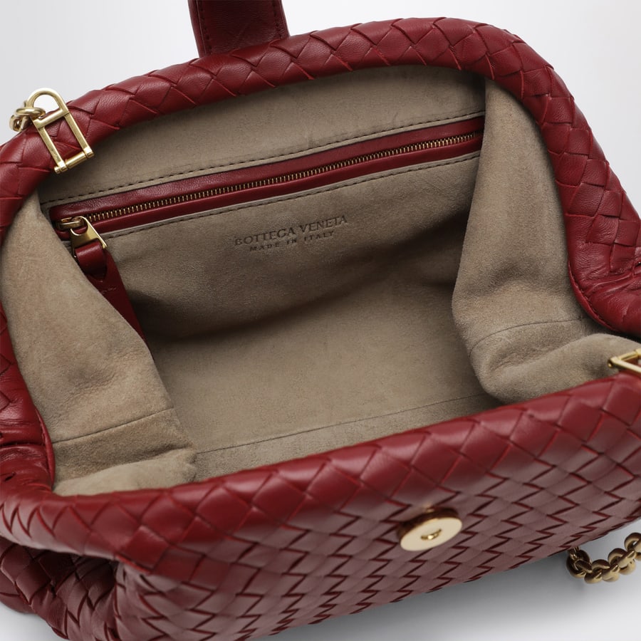 Bottega Veneta Clutch Lauren 1980 piccola in pelle intrecciata rosso Lava, view 5