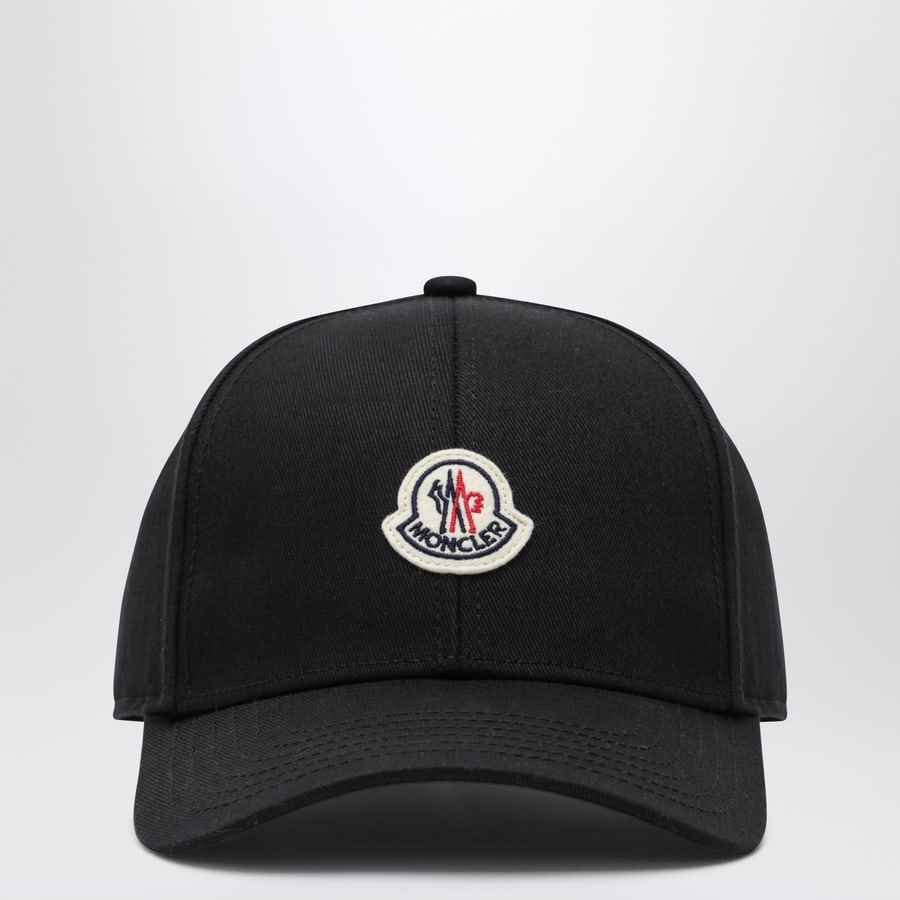 Moncler Cappello da baseball con patch in cotone nero