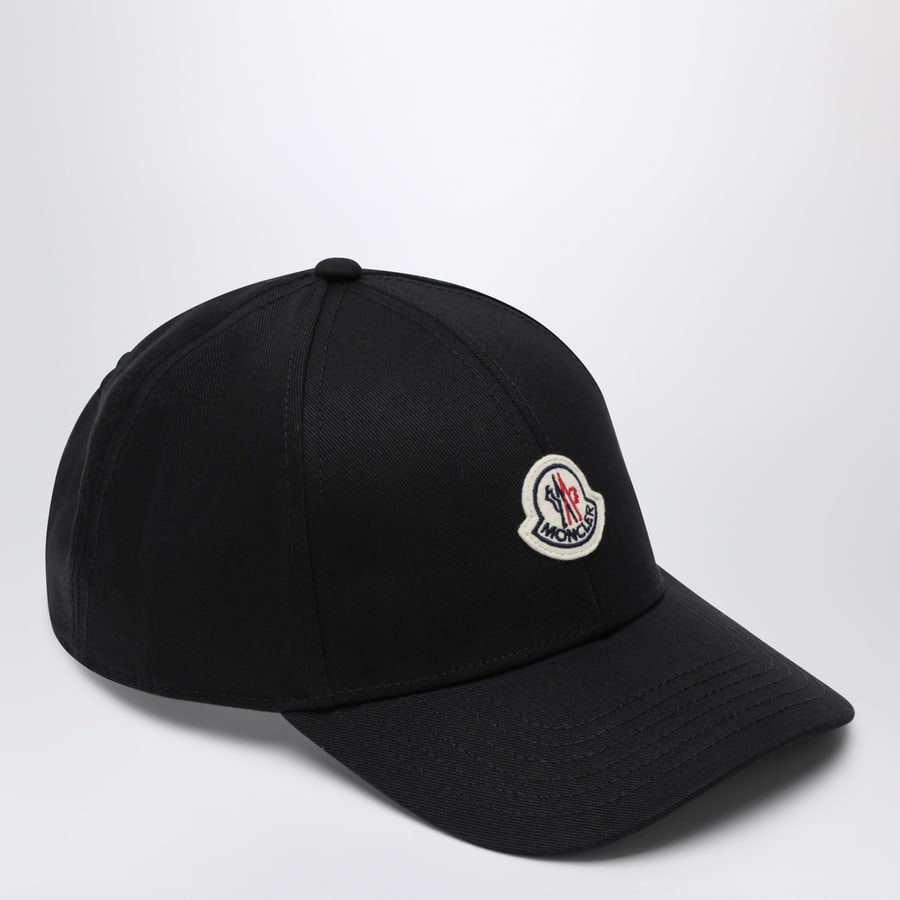 Moncler Cappello da baseball con patch in cotone nero, view 2