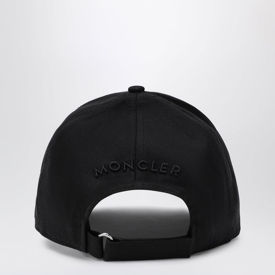 Moncler Cappello da baseball con patch in cotone nero, view 3