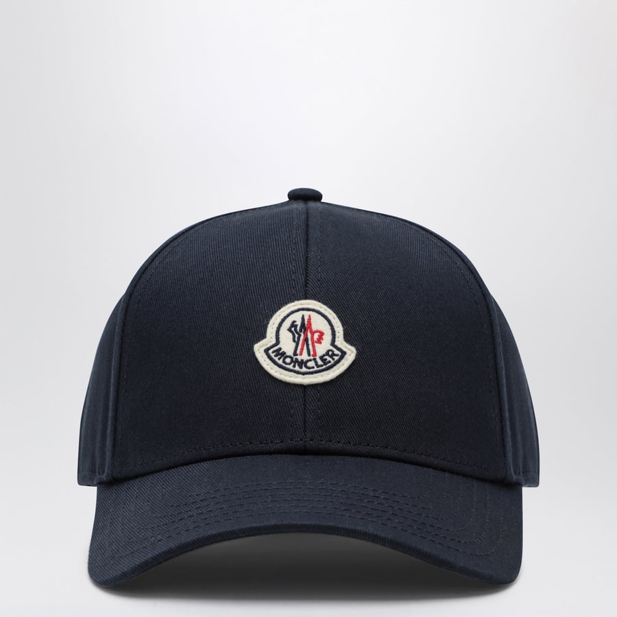 Moncler Cappello da baseball con patch in cotone blu