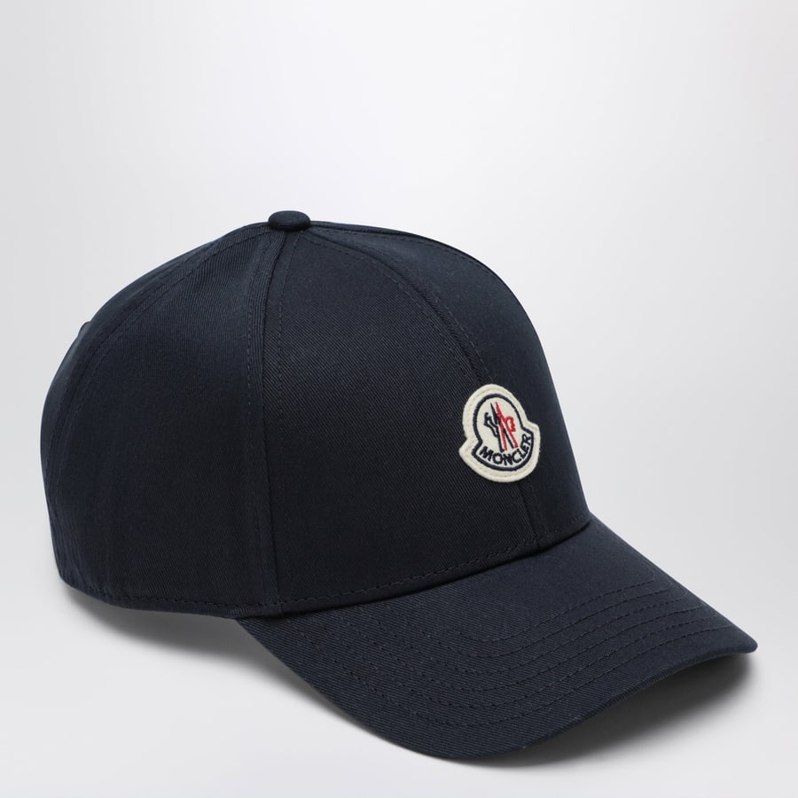 Moncler Cappello da baseball con patch in cotone blu, view 2