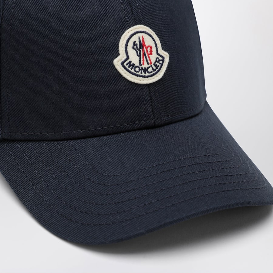 Moncler Cappello da baseball con patch in cotone blu, view 4